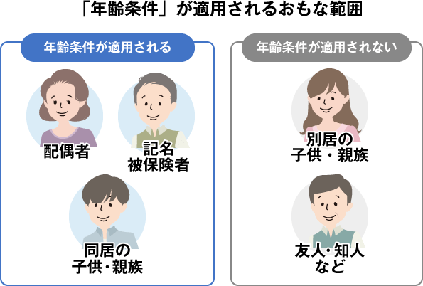 年齢条件が適用されるおもな範囲