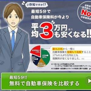 最短5分で自動車保険料が今より平均3万円も安くなる！！