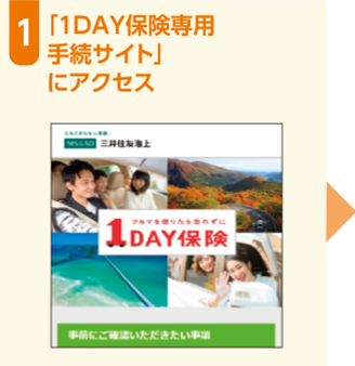 「１ＤＡＹ保険専用手続サイト」にアクセス